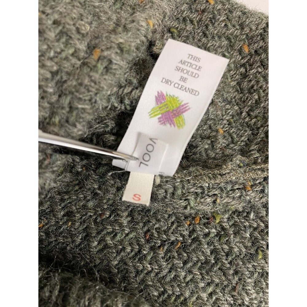 Branigan Weavers Sz S 100% Wool Full Zip Cardigan Ireland Green Pockets - Picture 9 of 11